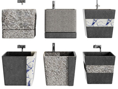 新中式石头纹理的洗手盆