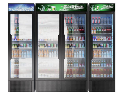 现代商用玻璃柜门的饮料冰柜