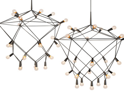 现代铁艺网状灯罩灯泡吊灯