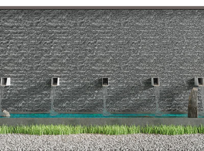 新中式瀑布水景景观园艺小品