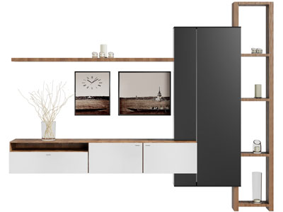 现代实木悬挂式电视柜