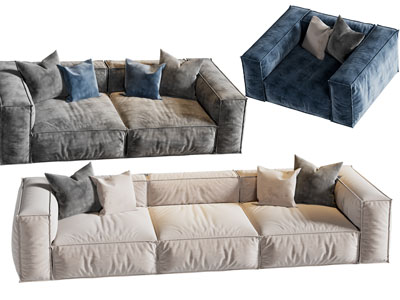 现代布艺三人、双人和单人沙发3d模型 现代布艺三人、双人和单人沙发