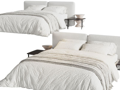 现代布艺双人床