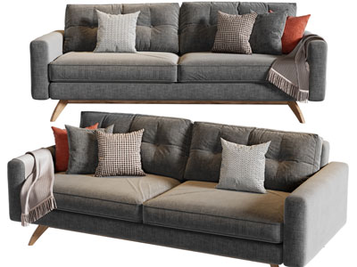 现代布艺双人沙发3d模型 现代布艺双人沙发