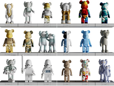 现代kwas公仔、暴力熊摆件组合