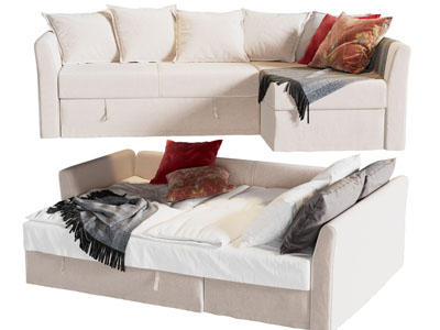 现代布艺转角多功能多人沙发