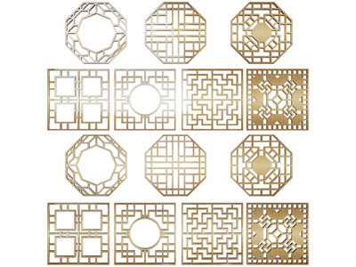 新中式镂花窗、窗格花格