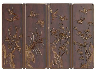 新中式梅兰竹菊浮雕、装饰挂画