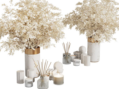 现代花瓶花卉、香薰烛台、摆件组合
