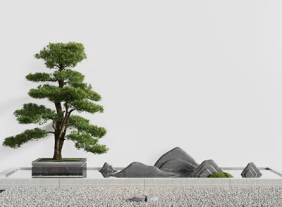 新中式松树假山景观园艺小品