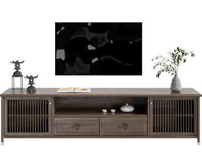 新中式实木电视柜、电视机