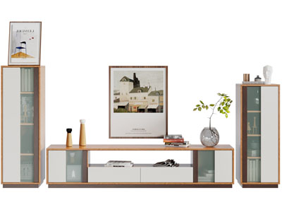 现代实木框电视柜、边柜