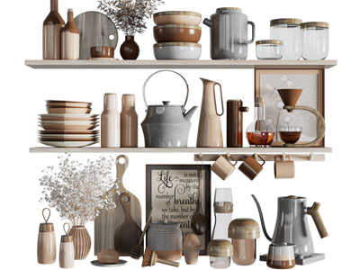 现代三层隔板厨具摆件