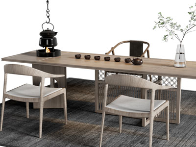 新中式实木茶桌椅组合