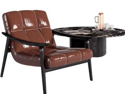 现代休闲椅子、边几