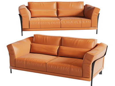 现代橙色双人沙发3d模型 现代橙色双人沙发