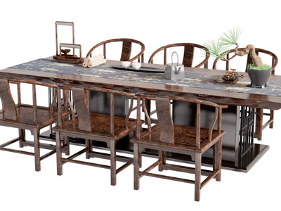 新中式实木茶桌椅组合