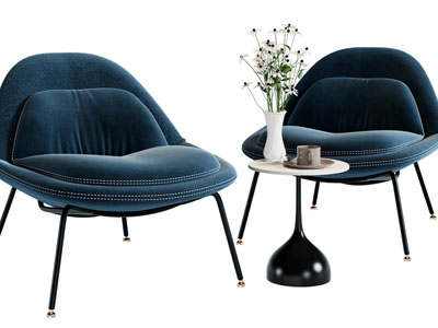 现代休闲椅子、边几