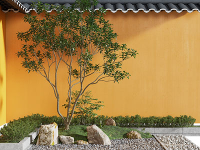 新中式庭院花草树木景观园艺小品