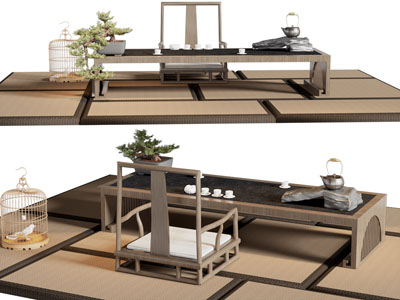 中式茶桌椅组合