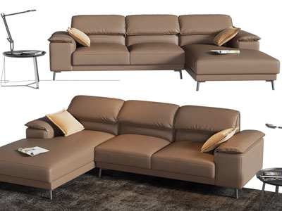 现代转角多人沙发、边几