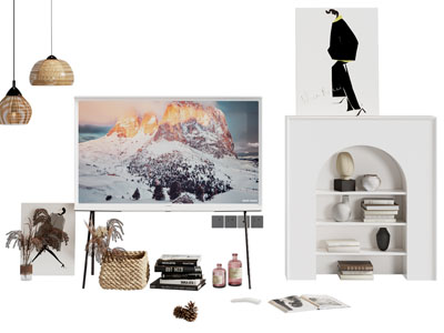 现代电视机、摆件组合