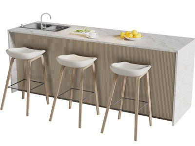 现代长方形大理石水吧台吧椅
