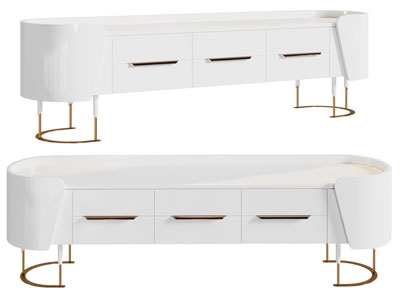 现代轻奢实木白色电视柜