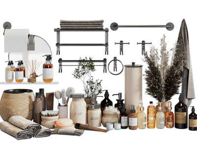 现代护肤品、化妆品、毛巾架