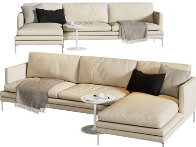 现代布艺转角多人沙发