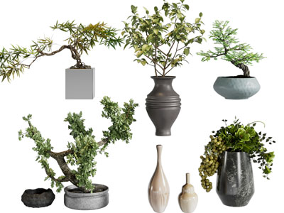 新中式陶艺花瓶盆栽植物