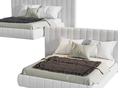 现代加宽床头双人床