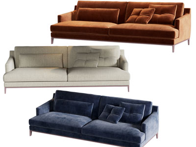 现代布艺双人沙发3d模型 现代布艺双人沙发