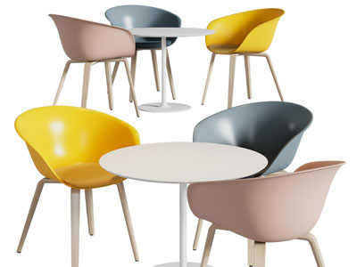 北欧休闲椅子、圆形桌子