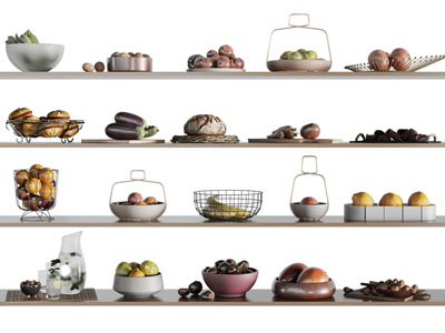 现代隔板厨具、坚果食物摆件