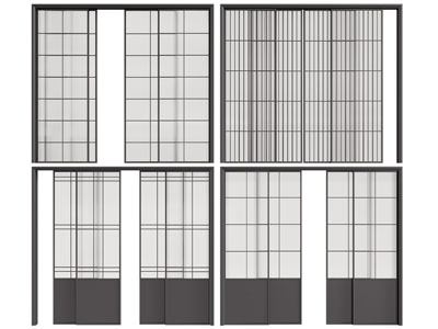 现代黑色金属边框推拉门