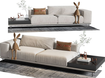 现代布艺双人沙发3d模型 现代布艺双人沙发