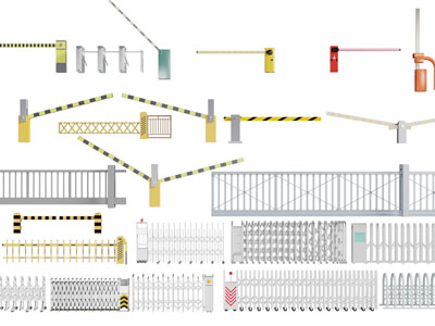 现代门挡、伸缩门、收费停车杆