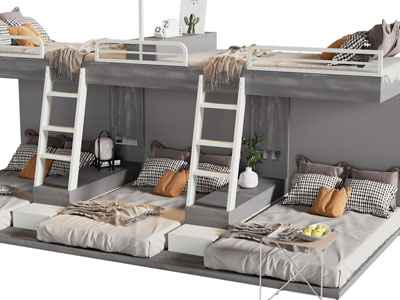 现代民宿联排上下床