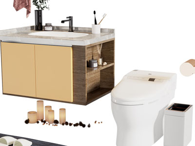 现代悬挂式洗手台、马桶