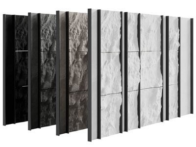 现代文化石背景墙3d模型 现代文化石背景墙