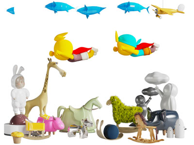 现代儿童玩偶、墙饰挂件