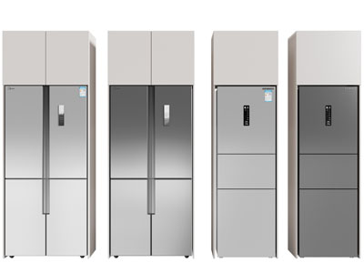 现代嵌入收纳柜的电冰箱