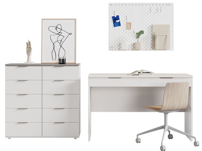 现代书桌椅组合、边柜斗柜