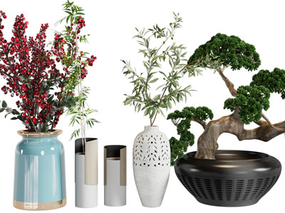 新中式花瓶花卉、盆景盆栽