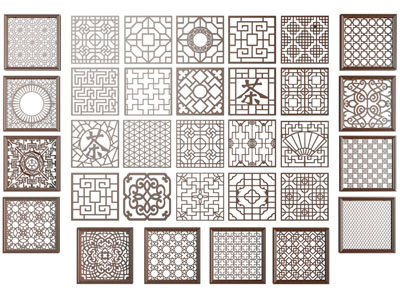 新中式花格、窗格