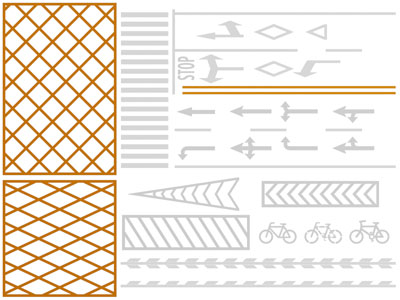 现代交通地面标识、箭头、斑马线