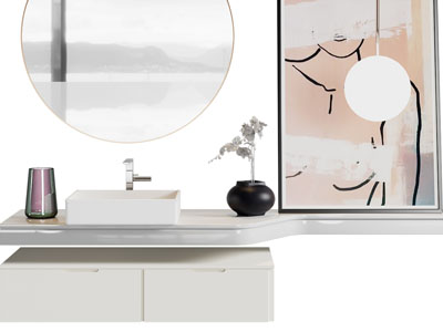 现代洗手台、镜子