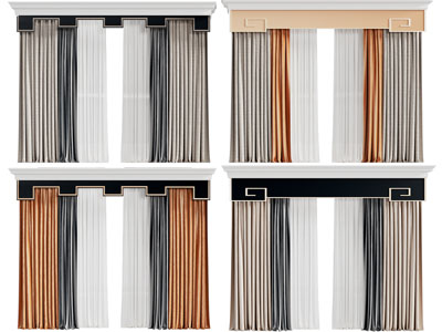 新中式带帘头窗帘窗纱