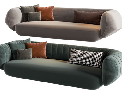 现代布艺多人沙发